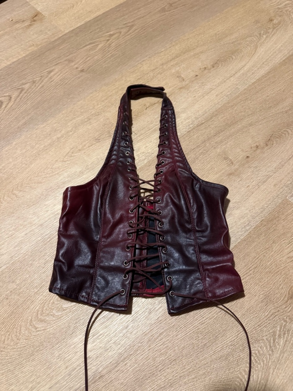 Jaded London Lace-Up Leather Vest